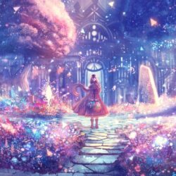 Download Anime Girl, Garden, Scenic, Flowers, Blossom