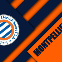Download wallpapers Montpellier HSC, 4k, material design, logo
