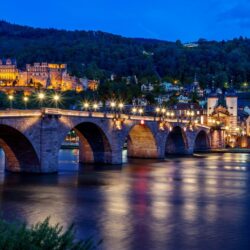 Image Germany Heidelberg Bridges Rivers Evening Street