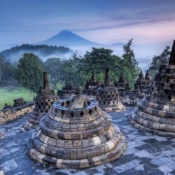 The Hidden Buddhist Temple Of Borobudur At Sunrise, Indonesia HD