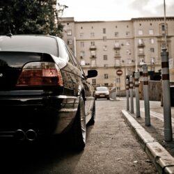 BMW, cars, BMW E38, BMW 7 Series, black cars, rear view :: Wallpapers