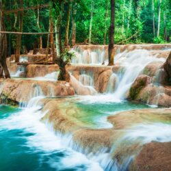 Photo Luang Prabang Laos Nature Waterfalls Tropics Trees