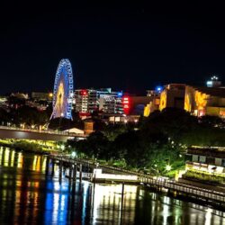 Wallpapers Brisbane Australia Bridges Ferris wheel Rivers night time