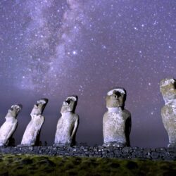 Wallpapers Magellanic clouds, Easter Island, Rapa Nui, Moai statues