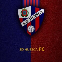 Download wallpapers SD Huesca FC, 4K, Spanish Football Club, leather