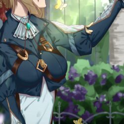 Violet Evergarden Blonde Butterfly Profile View Flowers Wallpapers