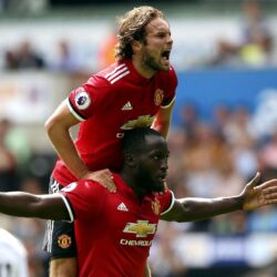 Download wallpapers Romelu Lukaku, Daley Blind, footballers, Premier