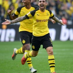 Dortmund’s Spanish forward Paco Alcacer and Dortmund’s French