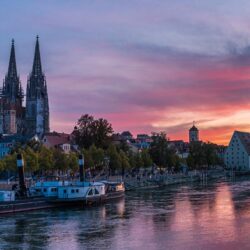 Image Germany Regensburg Riverboat Rivers Evening Marinas
