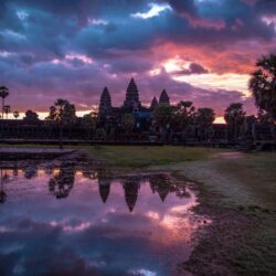 sunrise angkor wat cambodia landscape HD wallpapers