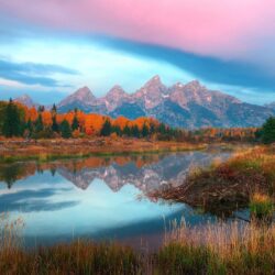 Lakes: Reflection Lake Autumn River Usa Mountain Wyoming Nature Hd