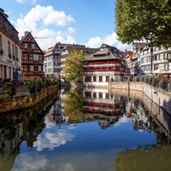 Wallpapers Strasbourg, France, houses, river, trees HD