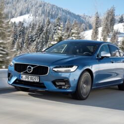 Download Volvo S90, Blue, Road, Snow, Luxury, Cars