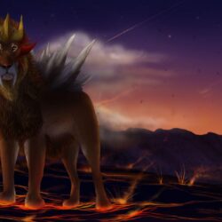 Entei is large and pointing by Chickenbusiness