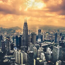 Aerial photography of city at golden hour, kuala lumpur HD