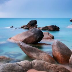 Download wallpapers sea, stones, water, smooth surface hd