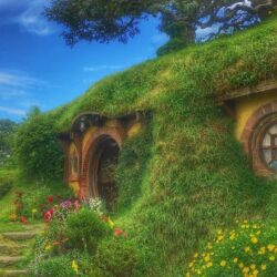 Wallpapers hobbiton movie set, forest house, fabulous, new zealand hd