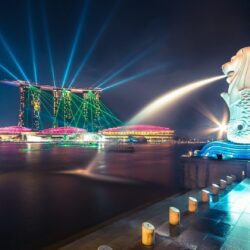 High Resolution Singapore Merlion at Night Wallpapers Full Size