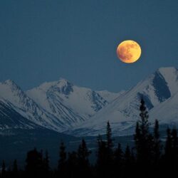 Mountains: Moon Super Mountains Snow Mountain Wallpapers Image for