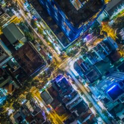 Download wallpapers night city, view from above, ho chi