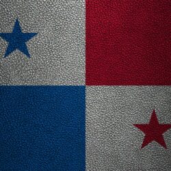 Download wallpapers Flag of Panama, 4K, leather texture, North