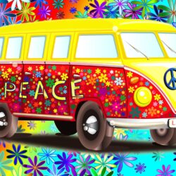 VW bus wallpapers with flowers