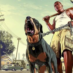 Download GTA 5 Franklin With A Rottweiler Wallpapers