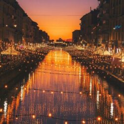 Milan, city, river, night, lights, celebrations, wallpapers