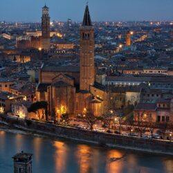 Wallpapers Verona Italy Rivers night time Cities Houses