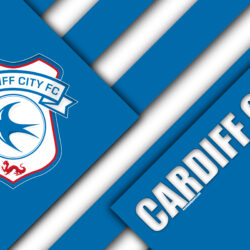 Download wallpapers Cardiff City FC, logo, 4k, blue white
