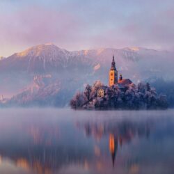 castle, Lake, Landscape, Mountain, Slovenia Wallpapers HD