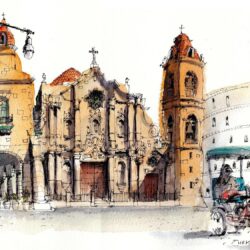 havana cuba cathedral house street picture paint HD wallpapers