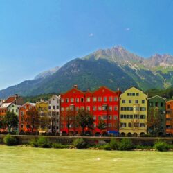 Wallpapers mountains, the city, river, photo, home, Austria