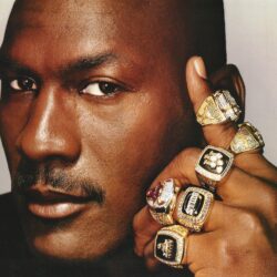 NBA Basketball Michael Jordan with all 6 of his championship rings