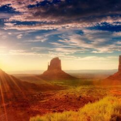 American Sunset Sun Rays Desert Area Oljato Monument Valley