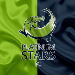 Download wallpapers Platinum Stars FC, 4k, logo, green blue silk