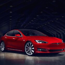 2016 Red Tesla Model S No Grill