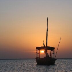 Ocean: Zanzibar Sunrise Sky Sea Boat Deep Ocean Desktop Wallpapers