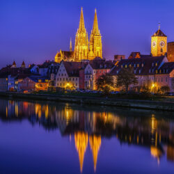 Image Germany Regensburg Street Night Coast Rivers Cities