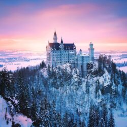 germany bayern munich neuschwanstein castle winter snow light HD