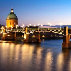 Pictures France Toulouse Bridges Rivers Temples night time Street