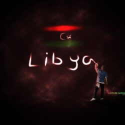 light men flags libya writing