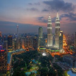 Religious: City Park Great Skyscrapers Kuala Lumpur Man Evening