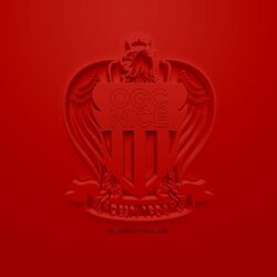 Download wallpapers OGC Nice, creative 3D logo, red background, 3d