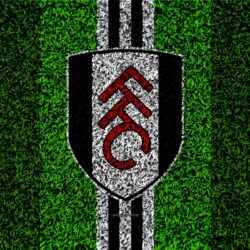 Download wallpapers Fulham FC, 4k, football lawn, logo, emblem