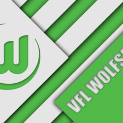 Download wallpapers VfL Wolfsburg FC, 4k, material design, emblem