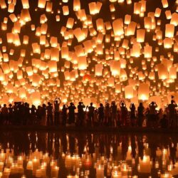 floating lanterns loi krathong festival chiang mai HD wallpapers