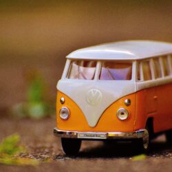 Orange and white Volkswagen bus toy HD wallpapers
