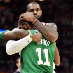 WATCH: LeBron James, Kyrie Irving hug it out after game