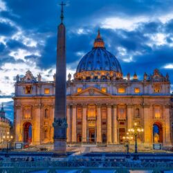 Download wallpapers Saint Peters Basilica, Vatican, evening, city
